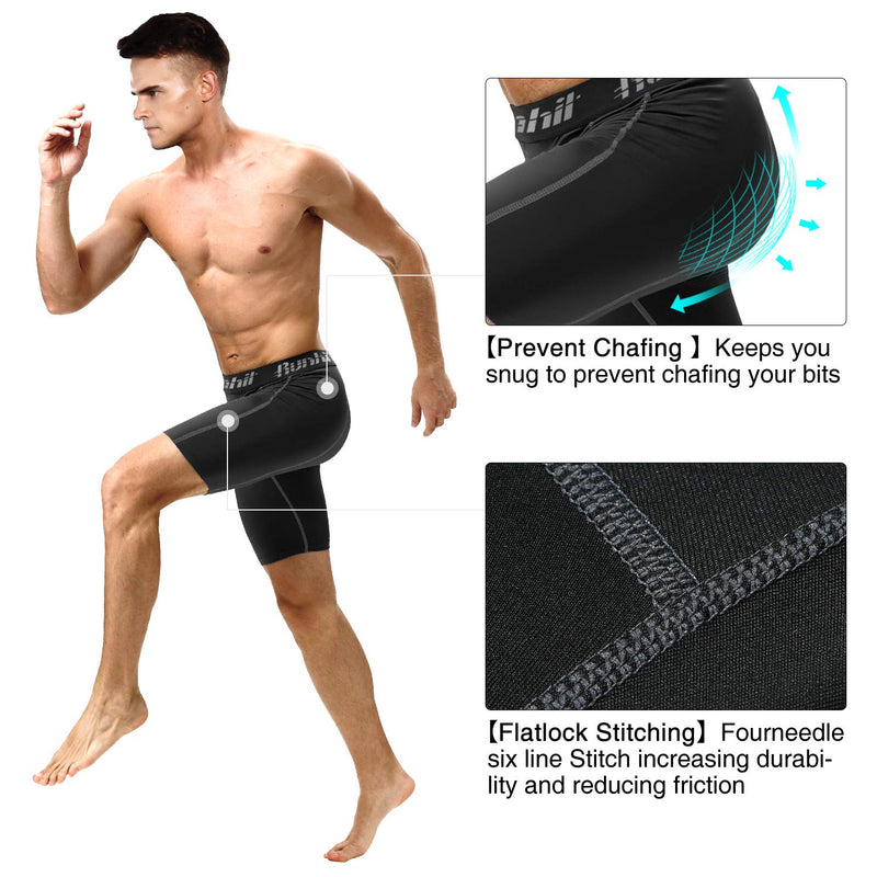 Runhit Compression Shorts Men Underwear Spandex Running Shorts Workout Athletic 3 Pack:black Grey Small - BeesActive Australia