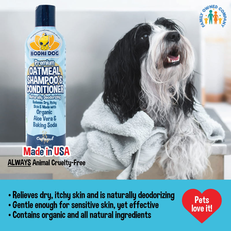 Organic Natural Oatmeal Dog Shampoo and Conditioner | Conditioning Deodorizing Formula for Dogs Cats & Pets | Treatment Wash Soothes Dry Itchy Skin | 17oz - BeesActive Australia