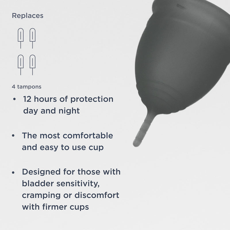 Saalt Soft Menstrual Cup - Super Soft and Flexible - Best Sensitive Cup - Wear for 12 Hours - Made in USA (Grey, Regular) Grey - BeesActive Australia
