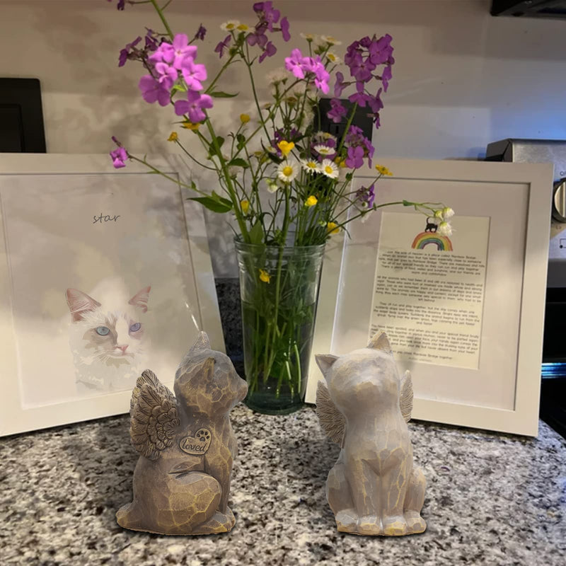 Tsyulog Cat Angel Memorial Figurine, Cat Memorial Gifts, Losing a Cat Sympathy Gift, Cat Gifts for Cat Lovers, Passed Away Cat Gift, Sculpted Hand-Painted Figure Natural-love My Cat (Gray) - BeesActive Australia
