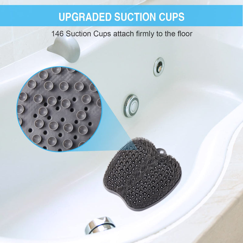 HONYIN Larger Shower Foot Scrubber, Foot Cleaner Massager Mat with Non-Slip Suction Cups - Cleans, Exfoliation, Massages Your Feet Without Bending, Foot Circulation & Relieve Tired Feet Gray - BeesActive Australia