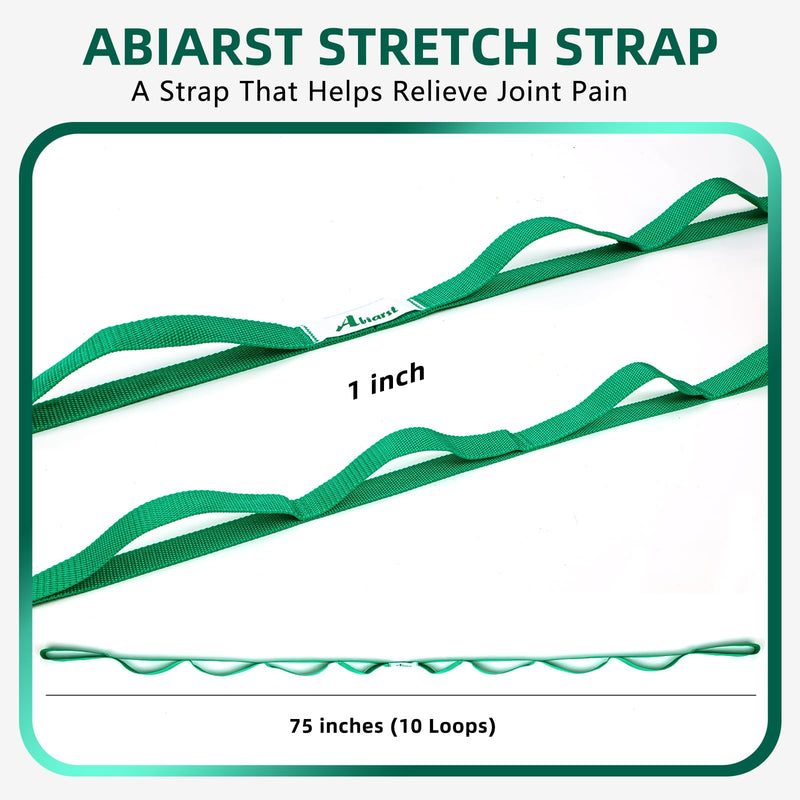 Abiarst Stretching Strap Yoga Strap for Physical Therapy, 10 Loops Yoga Straps for Stretching, Non-Elastic Stretch Strap for Pilates, Flexibility, Exercise, Stretch Band for Women & Men - BeesActive Australia