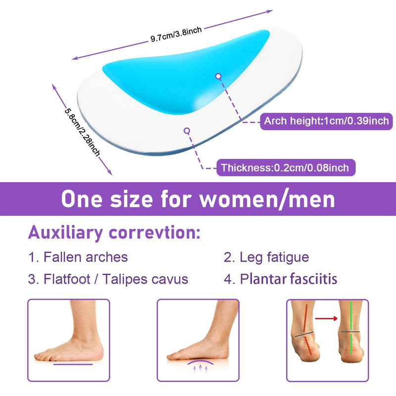 3 Pair Gel Arch Support Pads, Arch Support Insoles Women Adhesive High Arch Pad Arch Insoles Shoe Plantar Fasciitis Gel Arch Pads for Relieve Pressure Foot Arch Support for Women Men Kids, One Size Black - BeesActive Australia