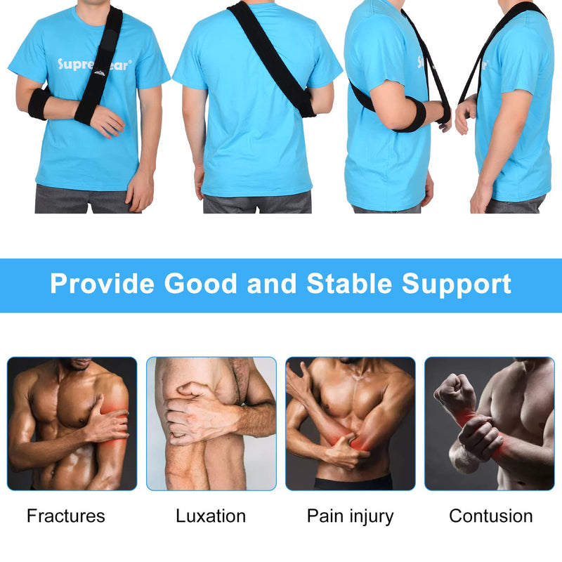 supregear Arm Sling, Adjustable Shoulder Brace Immobilizer Rotator Cuff Lightweight Arm Swathe Support for Shoulder Injury, Broken/Fractured Bones for Left and Right Arm Men and Women (Black, M) Black - BeesActive Australia