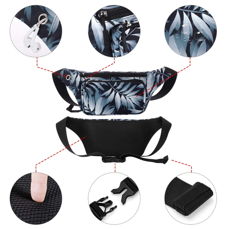 HUA ANGEL Fanny Waist Pack-Running Hiking Cycling Sport Casual Waist Bag Hip Pack Outdoor Travel Crossbody Sling Backpack for Men & Women Gradient leaves - BeesActive Australia