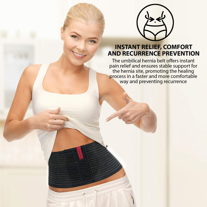 ORTONYX Premium Umbilical Hernia Belt for Men and Women / 6.25" Abdominal Binder with Hernia Support Pad - Navel Ventral Epigastric Incisional and Belly Button Hernias - Black OX5241-L/XL L/XXL (35"-52") - BeesActive Australia