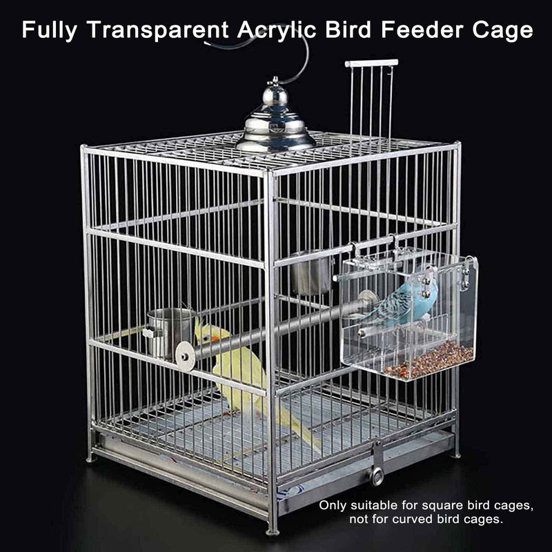 Bird Feeder Seed Catcher Tray Cage, Transparent Bird Feeder No Mess Bird Cage with Stainless Steel Hooks for Small Bird Canary Parakeet Budgerigar Parrots Crested Myna Cockatiel Lovebird (Small) - BeesActive Australia