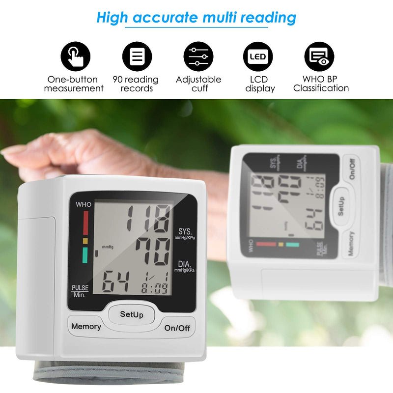 SOONHUA Blood Pressure Monitor, Automatic Digital Wrist Blood Pressure Monitor BP Cuff Machine Home Test Device for Home Use - BeesActive Australia