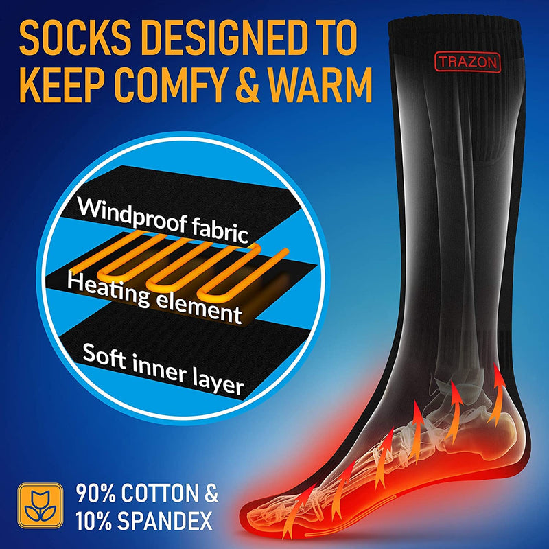 Heated Socks for Men and Women Rechargeable - Elictric Battery Thermal Heated Socks for Hunting Fishing Camping Skiing Cycling Running Washable - BeesActive Australia