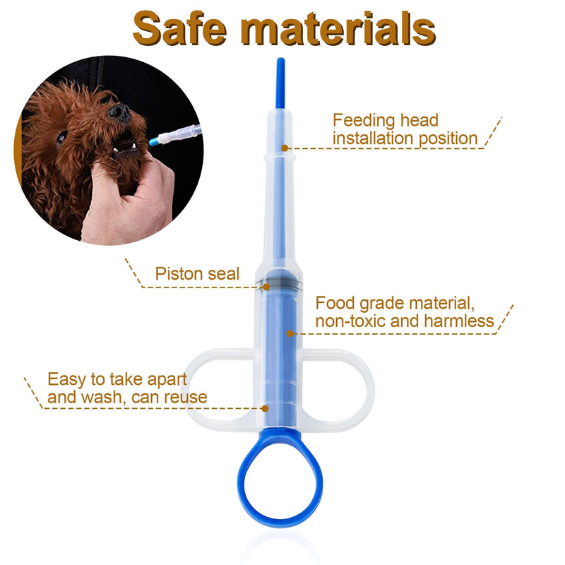 PAGOW Pet Medicine Feeder, Silicone Syringe Cat Dog Puppy Pill Dispenser Suit with Soft Tips, Pet Cat Dog Puppy Pill Tablet Versus Control Rods(Blue) 2pcs * Blue - BeesActive Australia