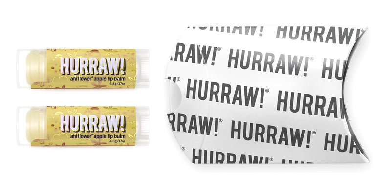 Hurraw! Ahiflower Apple Lip Balm, 2 Pack: Organic, Certified Vegan, Cruelty and Gluten Free. Non-GMO, 100% Natural Ingredients. Bee, Shea, Soy and Palm Free. Made in USA - BeesActive Australia