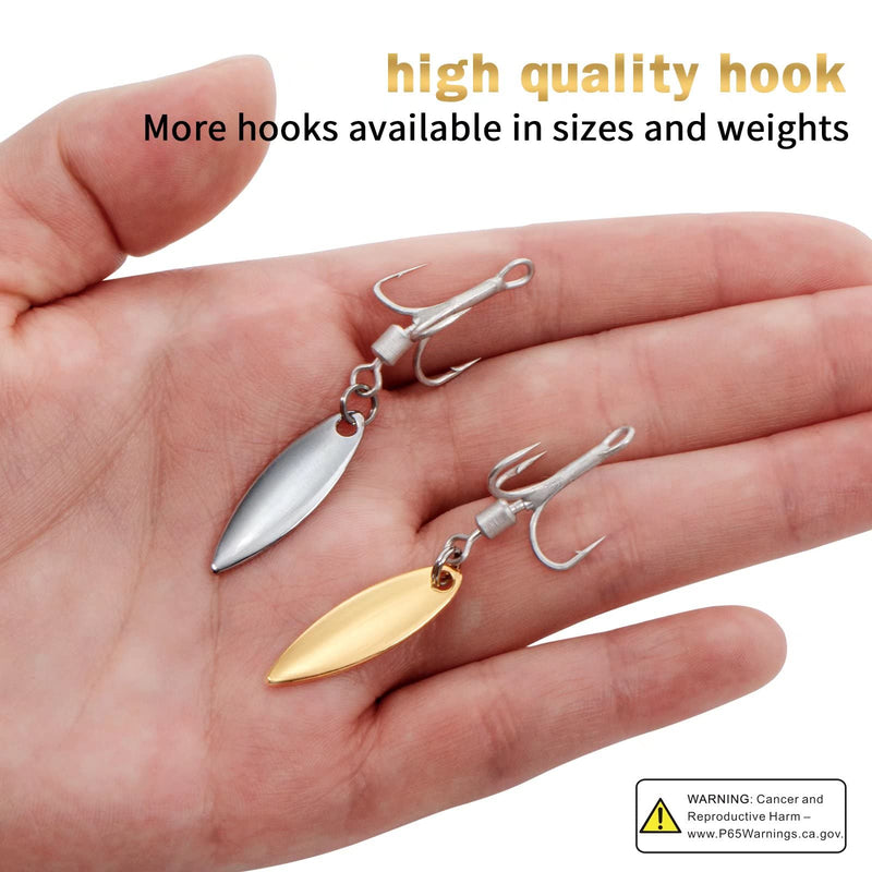 THKFISH Bladed Treble Hooks with Willow Blade Replacement Treble Hooks for Trout Bass Freshwater Saltwater Sliver/Glod 10pcs #4#6#8 #4-10PCS GLOD - BeesActive Australia