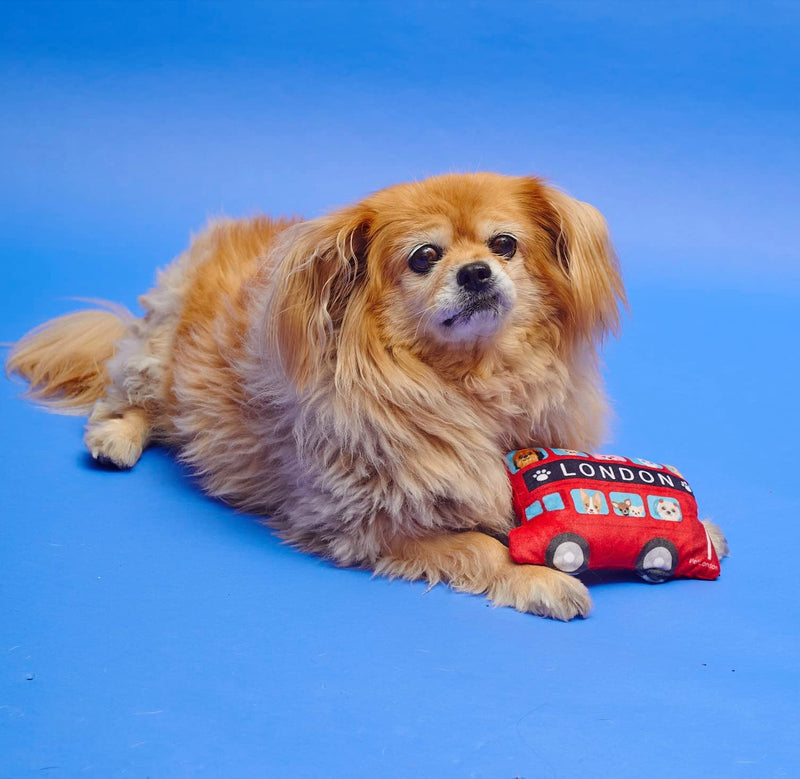 PetLondon Graphical London Red Bus Dog Toy - Fun Printed London Routemaster British Red Soft Plush Toy - 7" - BeesActive Australia
