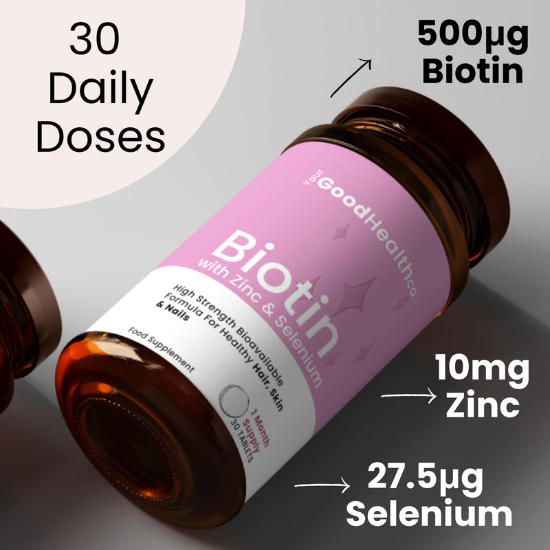 Your Good Health Co � Biotin | Vegan | Biotin with Zinc & Selenium | Healthy Hair, Skin & Nails | Tablet | 1 x 30 Day Supply - BeesActive Australia
