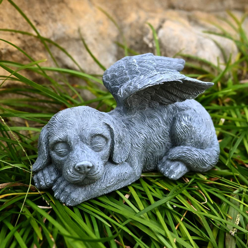 Juliahestia Angel Dog Memorial Stones Statue Sleeping Ornament for Passing Away Bereavement Pet Memorial Gifts - BeesActive Australia