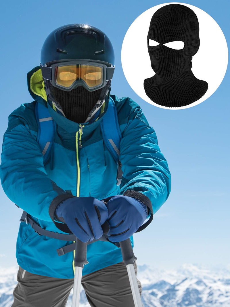 [AUSTRALIA] - WILLBOND 2 Pieces Knitted Full Face Cover 2-Hole Winter Ski Balaclava Face Covering for Adult Supplies Black 