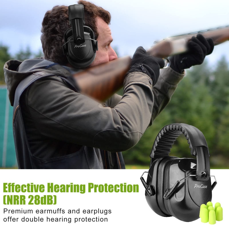 ProCase Shooting Ear Protection Earmuffs, Gun Eye Protection and 60 Pairs Earplugs for Shooting, 4 in 1 Gun Range Safety Equipment Kit -Black - BeesActive Australia