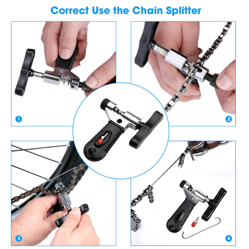 Multi-Function Bike Bicycle Cycling Mechanic Repair Kit - Chain Breaker and Chain Checker Include 6 Pairs Bicycle Missing Link for 6, 7, 8, 9, 10 Speed Chain, Reusable - BeesActive Australia