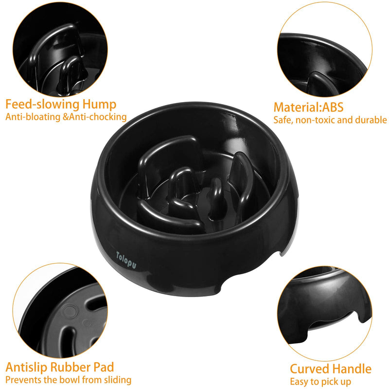 Tolopu Slow Feeder Dog Bowls Stop Bloat Bowl Anti-Choking Anti-Gulping & Fun Feeding Bowl Large BLACK - BeesActive Australia