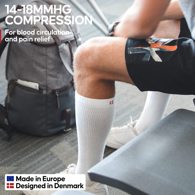DANISH ENDURANCE Graduated Compression Socks, Organic Cotton, 14-18 mmHg, Flight socks, Women & Men Black 6-8 - BeesActive Australia