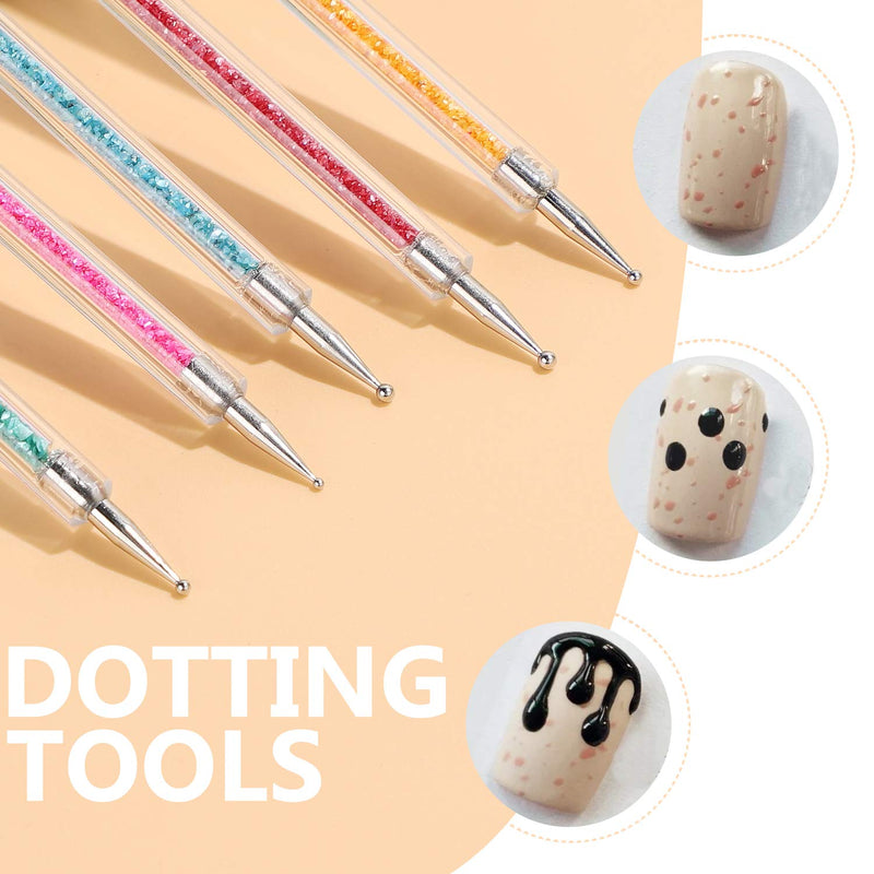 Double-Ended Nail Art Tools, TEOYALL 5 PCS Nail Design Kit Including Nail Liner Brush and Nail Dotting Pens for Acrylic Nail Home Salon - BeesActive Australia