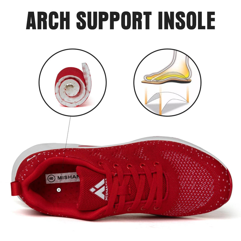 Mishansha Women's Walking Shoes Lightweight Air Cushion Running Jogging Sneakers 5.5 Apple Red - BeesActive Australia