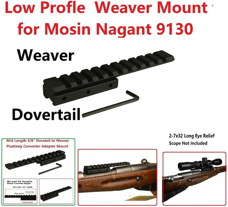 GOTICAL Low Profile Mosin Nagant 91/30 Scope Mount Weaver Picatinny Rail Mid Length - BeesActive Australia