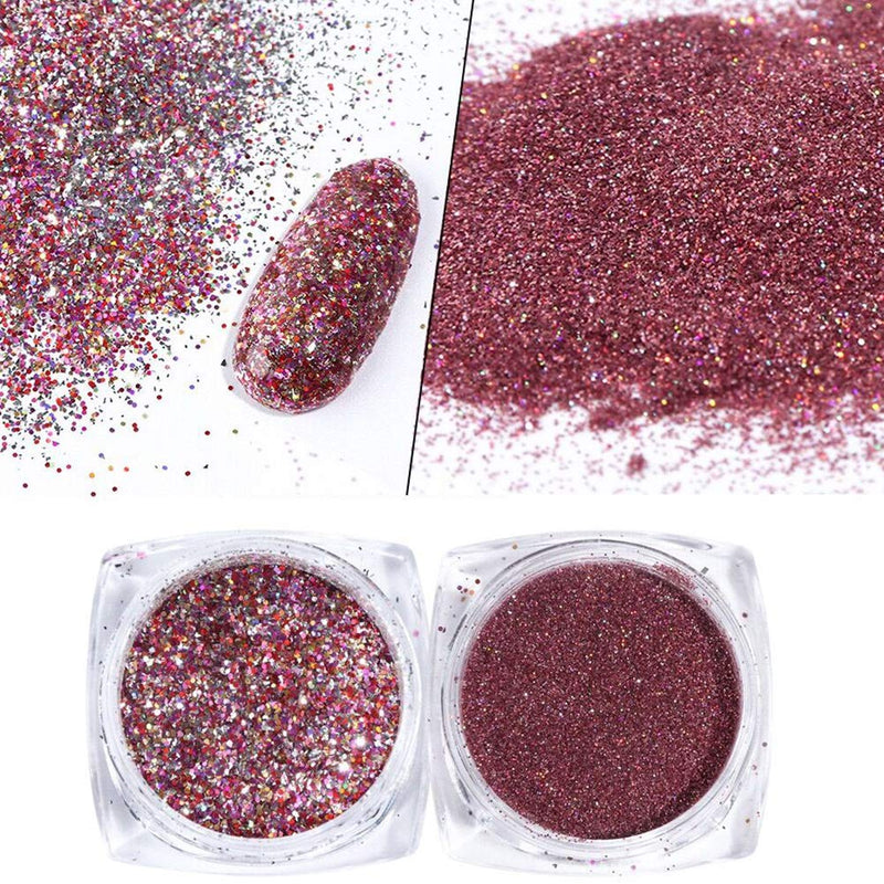 Holographic Nail Art Sequins Glitter, Simliber 8 Boxes/Set Rose Gold Pink Nail Flakes Colorful Mixed Nail Paillette Festival Glitter for Nail Design Glitter Nail Art - BeesActive Australia
