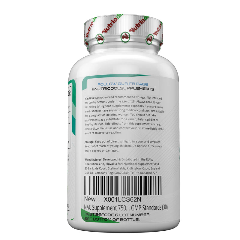 NAC Supplement 750mg | Vegan Capsules | N-Acetyl-Cysteine Amino Acid - High Bioavailability - Providing Non Toxic Stable Form of L-Cysteine - EU Made to ISO and GMP Standards (30) 30 Count (Pack of 1) - BeesActive Australia