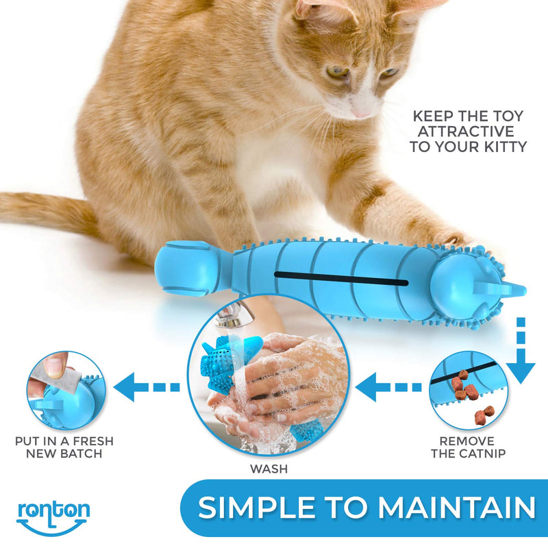 Ronton Cat Toothbrush Catnip Toy - Durable Hard Rubber - Cat Dental Care, Cat Interactive Toothbrush Chew Toy 1Pack-Seahorse - BeesActive Australia