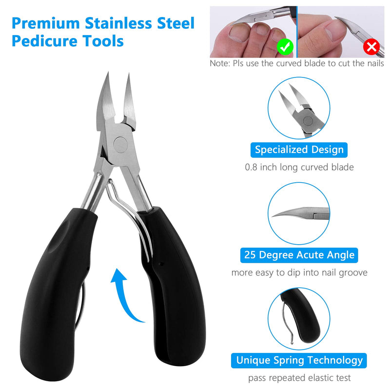 Toe Nail Clippers for Thick or Ingrown Toe Nails, Sharp Blades Professional Stainless Steel Toenail Trimmer & Lifter, Ingrown Toenail Treatment Pedicure Tools for Seniors, Men, Women (Pack of 2) - BeesActive Australia