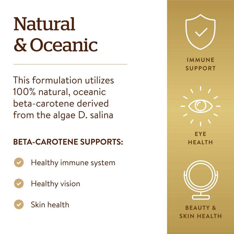 Solgar Natural Source Oceanic Beta Carotene Softgels - Pack of 180 - Fight Free Radicals - For Daily Use - Gluten Free, Gold - BeesActive Australia