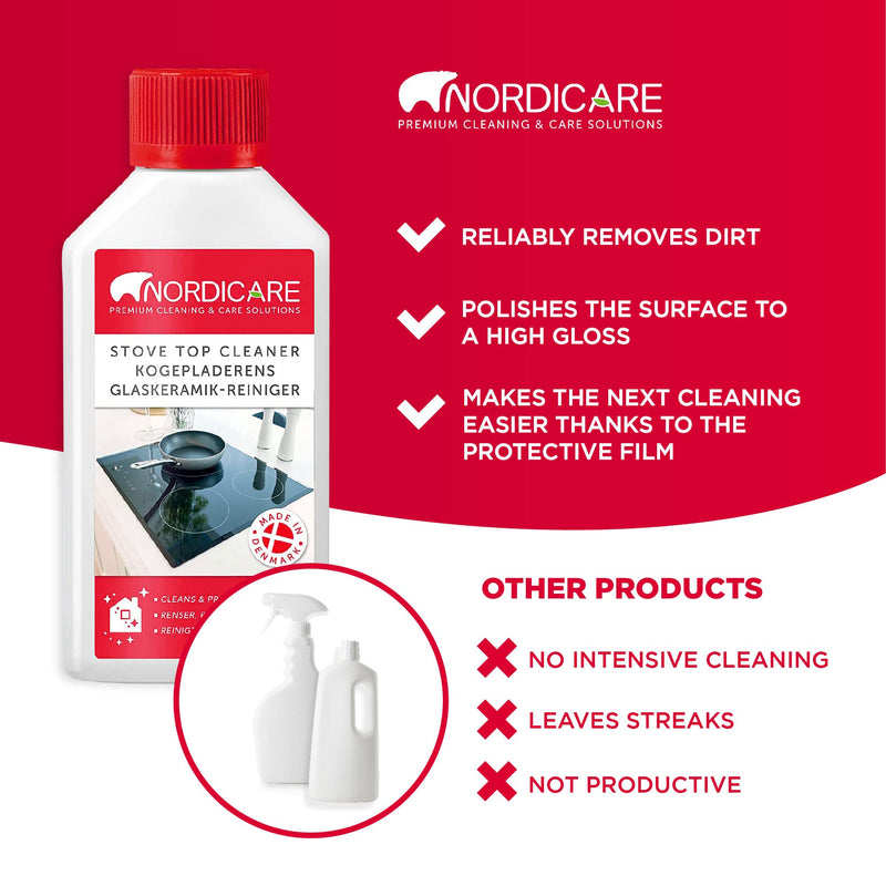 Nordicare Stove Top Cleaner Glass Ceramic - Induction Cooktop Cleaner Polish And Protector For Everyday Use - No Scrubbing Pad Needed - Leaves Protective Film - Made In Denmark (8.45oz) 8.45 - BeesActive Australia