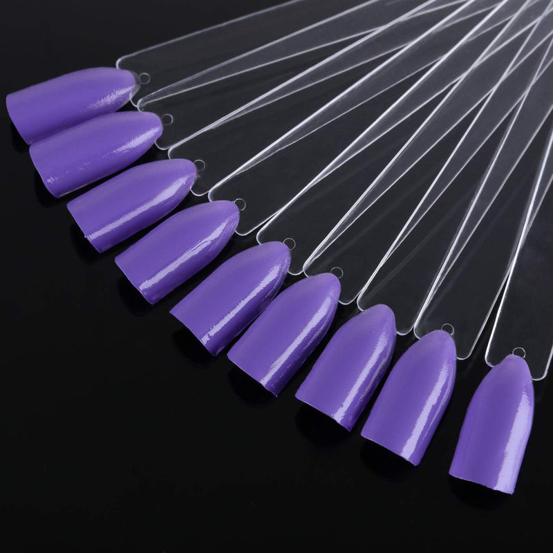 200 Pieces Nail Tips Sticks Transparent Nail Art Practice Nail Tips Display with Metal Screw Holder Fan Shaped Plastic Nail Art Tips Clear - BeesActive Australia