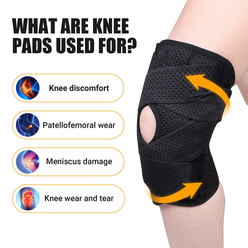 cycleacc Knee Brace for Knee Pain, Compression Knee Support with Side Stabilizers for Women and Men, Knee Pad for Meniscus Tear Relief,Running, Workout Large - BeesActive Australia