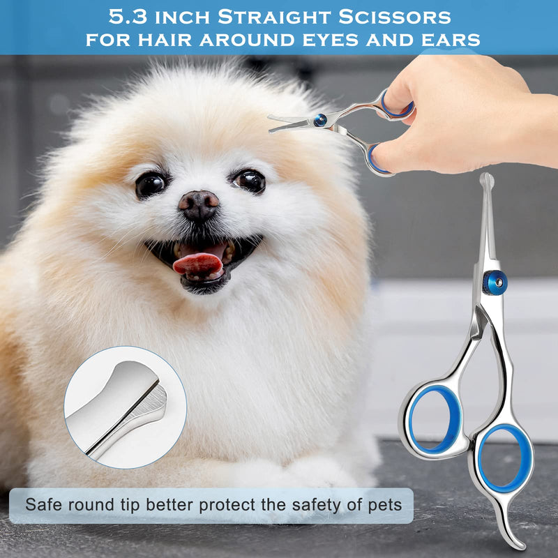 Dog Grooming Scissors Kit with Safety Round Tips, Liren Professional 6 in 1 Grooming Scissors for Dogs, Heavy Duty Stainless Steel Sharp and Durable Pet Grooming Shears for Dogs and Cats - BeesActive Australia