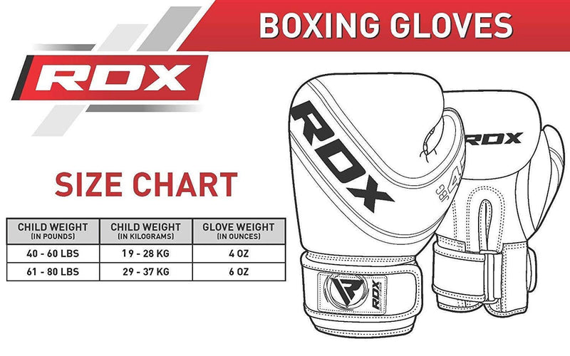 [AUSTRALIA] - RDX Kids Boxing Gloves for Training & Muay Thai, Maya Hide Leather Junior 4oz, 6oz Mitts for Sparring, Fighting & Kickboxing, Good for Youth Punch Bag, Grappling Dummy and Focus Pads Punching 