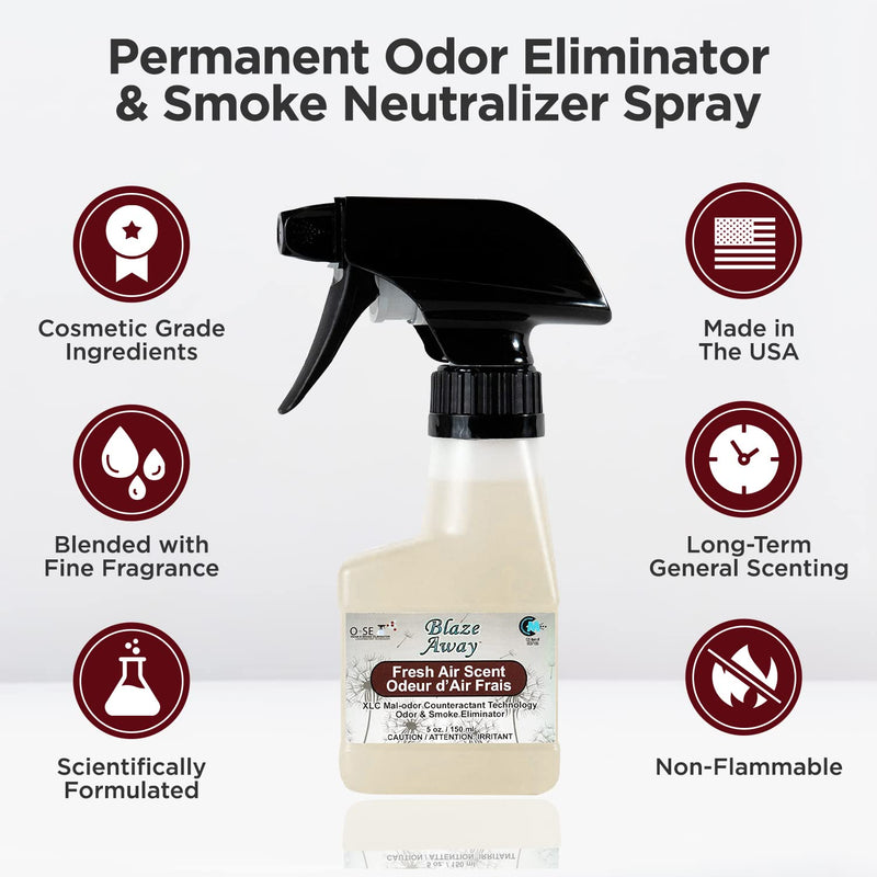 Blaze Away Commercial Air Freshener / Odor Eliminator & Smoke Neutralizer Spray - Professional Odor Removal - Cleans Strong Odors on a Molecular Level - Long Lasting Scent - 5oz Sprayer Fresh Air 5 Ounce (Pack of 1) - BeesActive Australia