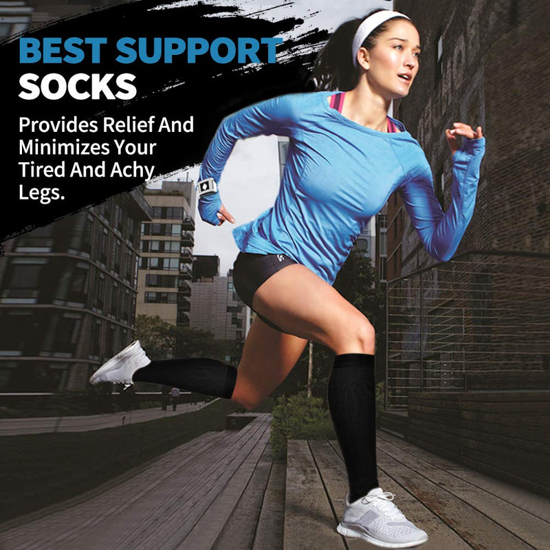 Compression Socks for Men and Women - Best for Running, Athletic Sports, Varicose Veins, Travel 001-black L/XL(US Women8-15.5/US Men8-14) - BeesActive Australia