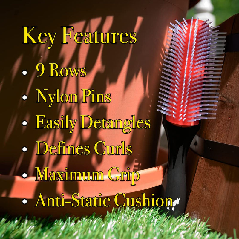 Pete & Pedro Classic Cushion 9 Row Nylon Bristle Men's & Women Hair Brush | Great for Separating, Shaping, Blow Drying, Styling & Detangling | Thick & Curly & All Hair Types | As Seen on Shark Tank c) Classic Cushion 9 Row Hair Brush - BeesActive Australia