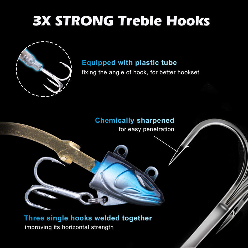 Goture Needlefish Soft Lures, Lead Head Jigs with Pre-Rigged Ultra-Sharp Realistic Swimbait for Trout Pike Walleye Saltwater/Freshwater Fishing Blue A /4.13’’ - 3/4 oz - BeesActive Australia