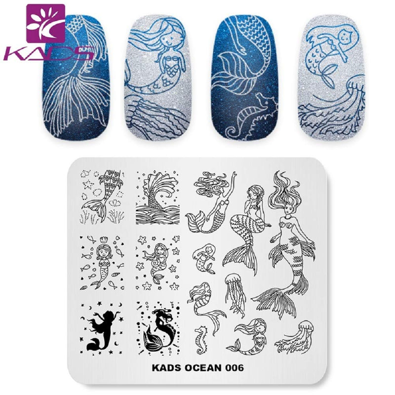 KADS Nail Art Stamp Plate Ocean Sea Mermaid Series Nail stamping plate Template Image Plate Nail Art DIY Decoration Tool - BeesActive Australia