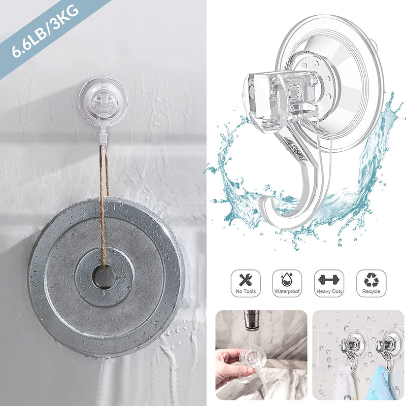 Suction Cup Hooks, VIS'V Small Clear Removable Heavy Duty Suction Hooks Strong Window Glass Door Suction Cup Hangers Kitchen Bathroom Shower Wall Hooks for Towel Loofah Utensils Wreath - 2 Pcs - BeesActive Australia