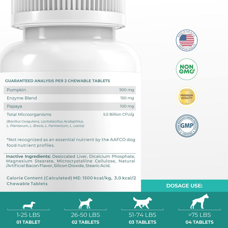 Probiotics for Dogs - 5.5 Billion CFUs with Digestive Enzymes and Prebiotics - Dog Allergies, Diarrhea, Bad Dog Breath, Constipation, Yeast, Hot Spots, Gas Relief - 120 Chewable Tablets - BeesActive Australia