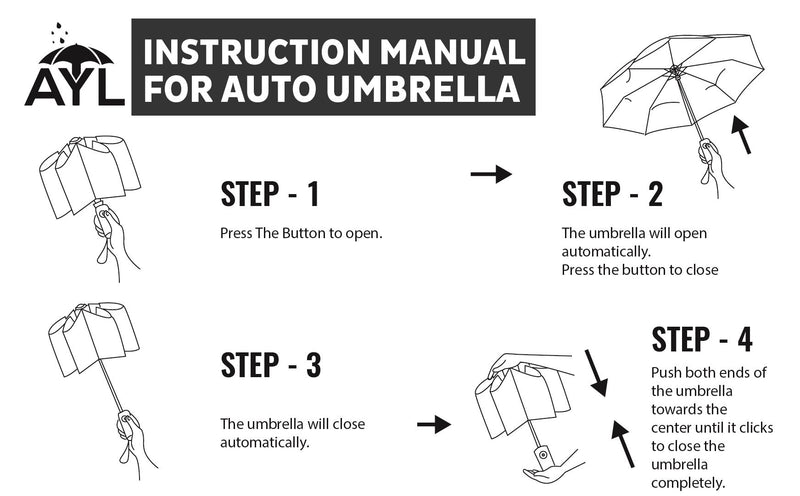 AYL Windproof Travel Umbrella Foldable - with Teflon Coating (Black) Black - BeesActive Australia