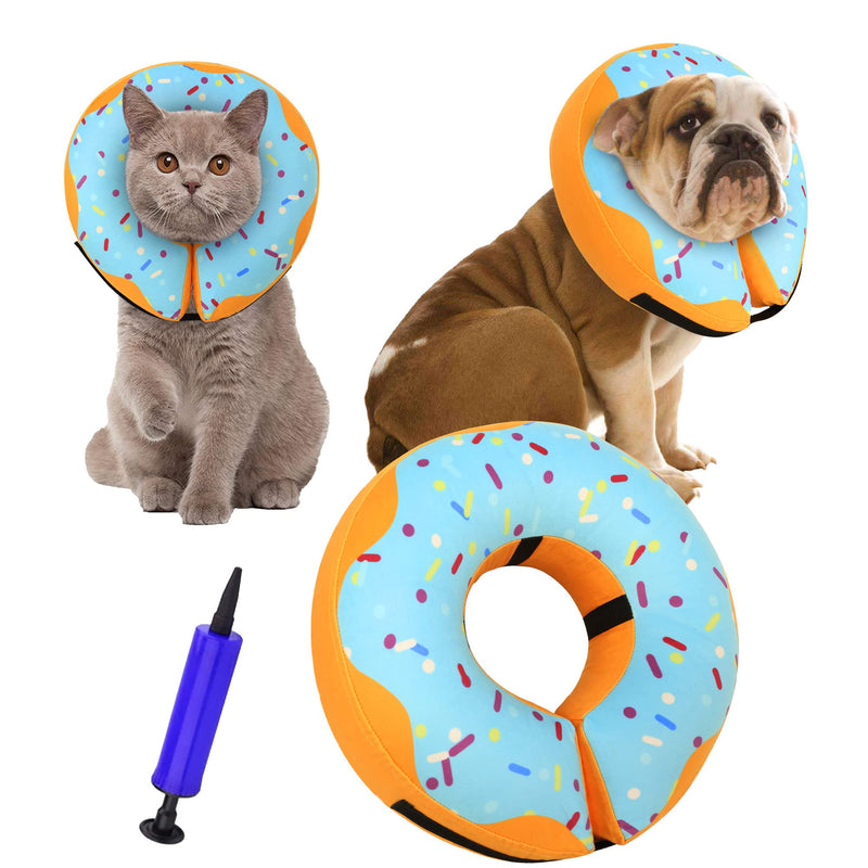 Recovery Donut Collar for Dogs & Cats,Protective Inflatable Dog Cone Collar for Large Medium Small,Dog Cone Alternative After Surgery,Adjustable Soft Dog Cone L(Neck 13"-19") Blue donut - BeesActive Australia