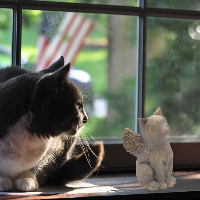 Tsyulog Cat Angel Memorial Figurine, Cat Memorial Gifts, Losing a Cat Sympathy Gift, Cat Gifts for Cat Lovers, Passed Away Cat Gift, Sculpted Hand-Painted Figure Natural-love My Cat (Gray) - BeesActive Australia