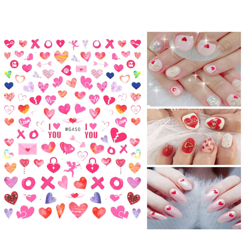 Valentine's Day Nail Art Stickers 3D Nail Decals Self-Adhesive Sexy Lips XO Love Kiss Heart Design Nail Sticker Romantic Valentines Nail Decorations Supplies for Women Girls Manicure Arts (8 Sheets) 8 Sheets - BeesActive Australia