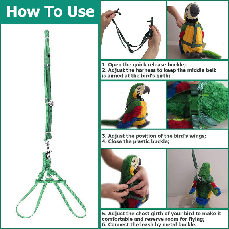 ASOCEA Adjustable Bird Harness and Leash for Yellow Naped Amazons Galah Cockatoos Small to Medium Breed Parrots Fits Birds Chest Between26-40cm /10.24-15.75inch - S - BeesActive Australia