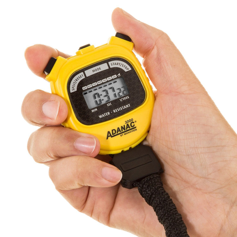 MARATHON Adanac 3000 Digital Sports Stopwatch Timer with Extra Large Display and Buttons, Water Resistant- Yellow - BeesActive Australia